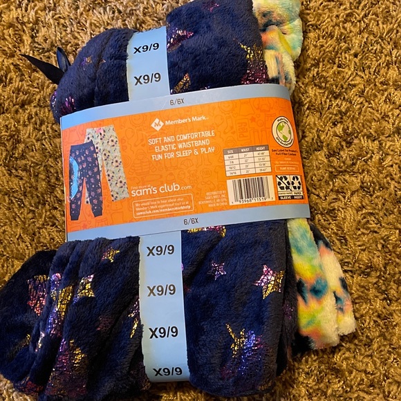 Member's Mark Girl's Favorite Plush Soft Fleece Sleep Pant 2 Pack 6x 6 Unicorn - Picture 4 of 5